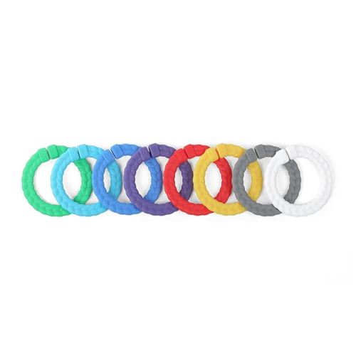 Itzy Ritzy Linking Ring Set; Set of 8 Braided, Rainbow-Colored Versatile Linking Rings; Attach to Baby's Car Seat, Stroller & Activity Gym to Keep Toys Nearby; Primary Rainbow