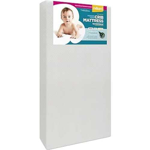 Milliard Premium Memory Foam Hypoallergenic Infant Crib Mattress and Toddler Bed Mattress with Waterproof Cover, Flip Dual Stage System, 2024 Edition -27.5 inches x 52 inches x 5.5 inches