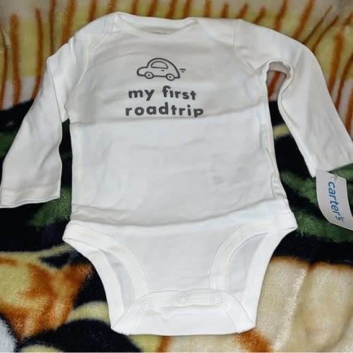 Carter's Baby Unisex Size White My 1st Road Trip Bodysuit! New With Tags!.