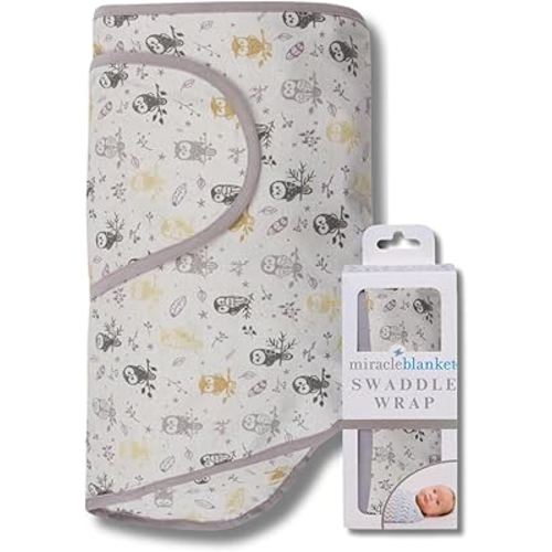 Miracle Blanket Swaddle Wrap – Help Your Newborn Sleep Longer – Soft & Secure Sleep Sack for Infants – Easy-to-Use Swaddling Blanket for a Calm Baby (Forest Owls)