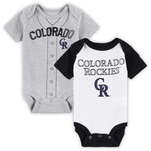 Newborn & Infant Colorado Rockies White/Heather Gray Little Slugger Two-Pack Bodysuit Set