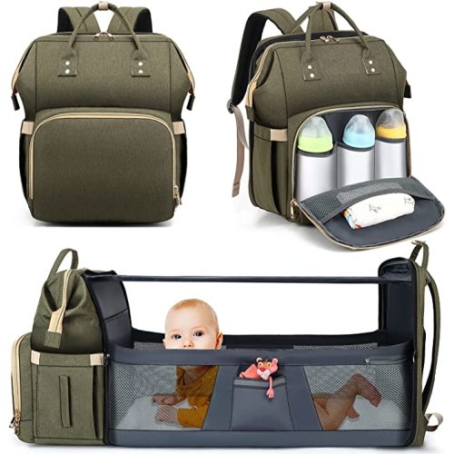 Baby Diaper Bag Backpack with Changing Station - Army Green