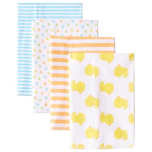 Gerber Unisex-Baby Newborn 4-Pack Flannel Burp Cloths