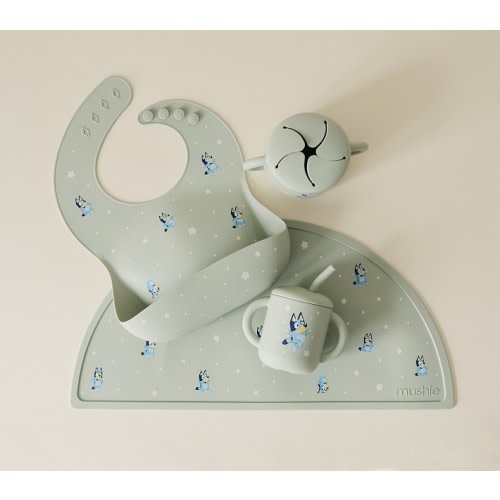 Bluey x Mushie Sage Silicone Feeding Set | Pottery Barn Kids