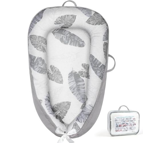 KISS GOLD Baby Lounger - Breathable Soft Cotton Cover Baby Lounger Nest, Babies Essentials Gifts, Portable Infant Lounger for Baby Tummy Time Floor Playing Seated Support for Home and Travel