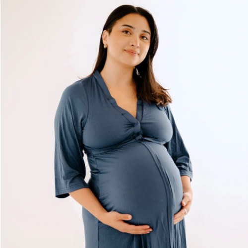 Lila Labor & Postpartum Gown in Midnight Blue