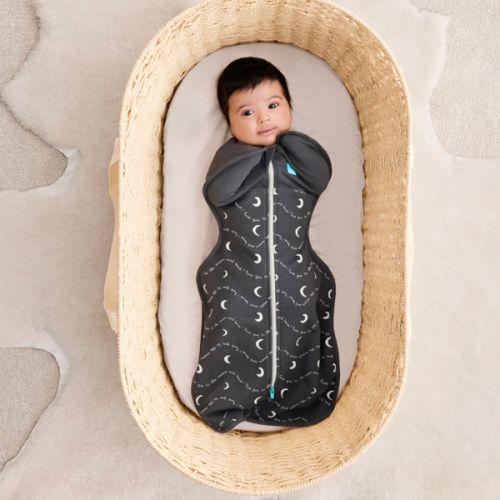 Swaddle Up™ 1.5 TOG Cotton Charcoal Moon and Back