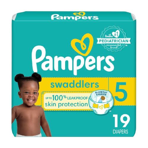 Pampers Baby Diapers - Swaddlers - Size 5, 19 Count, Ultra Absorbent Disposable Infant Diaper