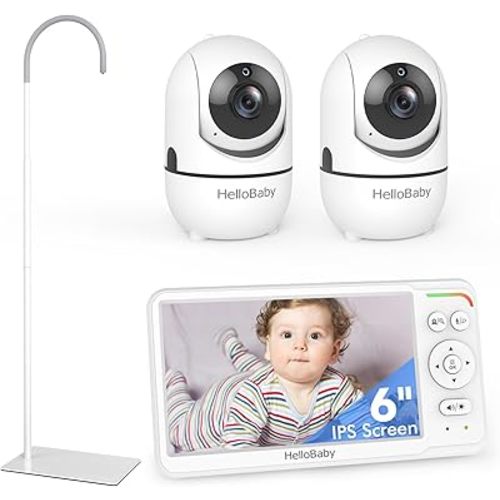 HelloBaby Baby Monitor with Floor Stand, World First 6'' IPS Screen Baby Camera Monitor, No WiFi and 30-Hour Battery Life, 178° Wide Viewing Angle, Monitor HB6560 with Camera and Audio