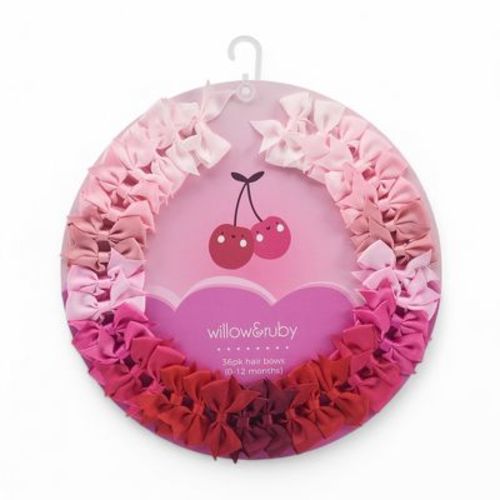 Willow & Ruby Baby Pink Hair Bows 36-Pack Ribbon Hair Clips for Newborns & Infants (0-12 Months)- Assorted Colors, Non-Slip Alligator Clips, 36pcs