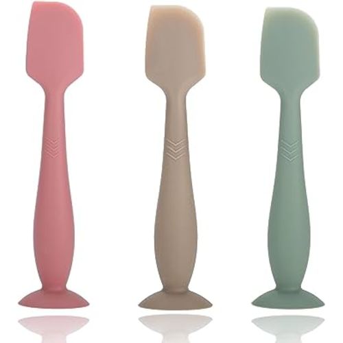 Baby Diaper Cream Spatula, Seeway 3 pack Baby Butt Paste Spatula, Diaper Cream Applicator, Silicone Butt Spatula for Newborn Babies (dark pink, green, brown)