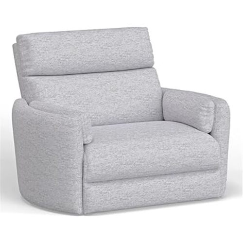 Pemberly Row Modern XL Fabric Power Glider Recliner in Mineral Gray with USB Charging Ports and 2 Comfort Pillows for Living Room