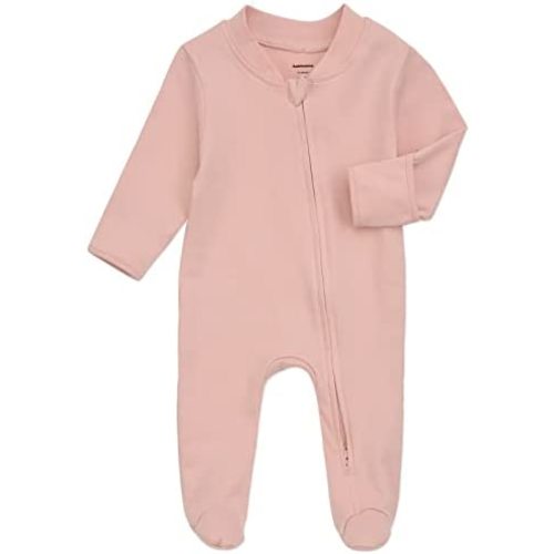 Aablexema Organic Cotton Baby Footie Pajamas with Mittens Newborn Soft Zip Sleeper