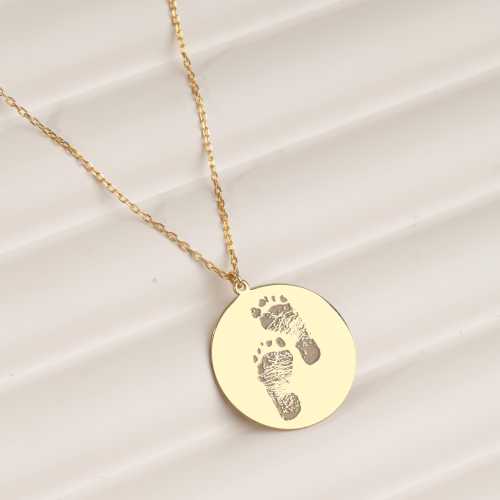 Personalized Baby Footprint Necklace – Gold Color Memory Necklace, Special Keepsake Jewelry for Mothers, Birthday Gift Idea