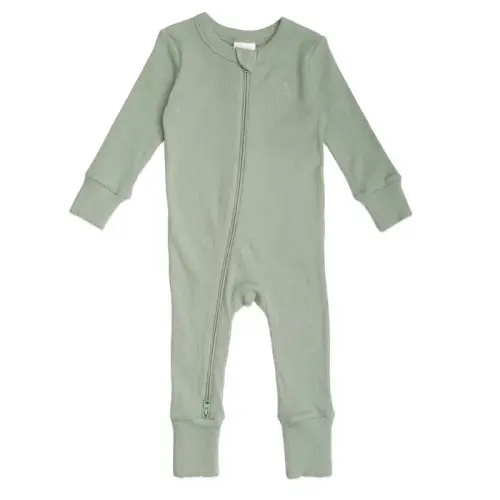 Bilbi Onesie Long Sleeve Ribbed Organics Olive | Baby Bunting AU