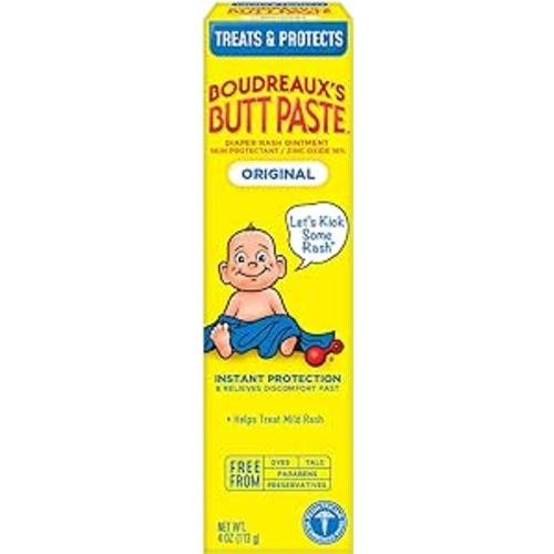 Boudreaux's Butt Paste Original Diaper Rash Ointment Tube, 4 Oz