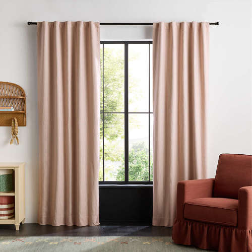 French Ticking Stripe Organic Cotton Blackout Curtain Panel 44" x 96" by Sharland England