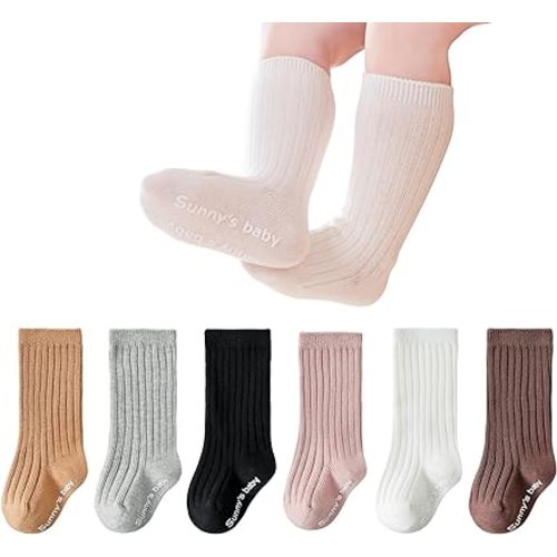 Zumou Toddler Knee High Socks Non Slip Anti Skid Baby Boy Girls Seamless Long Stockings