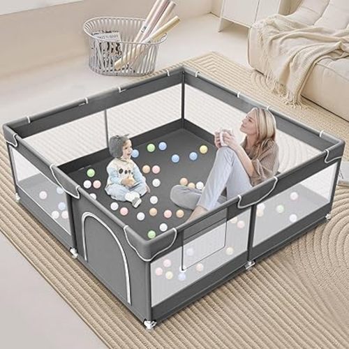 Baby Playpen for Babies and Toddlers 50 x 50 inch, Baby Play Yards Indoor & Outdoor, Sturdy Safety Baby Play Pen with Soft Breathable Mesh, Baby Fence
