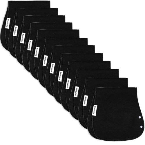 Burp Cloths & Baby Bibs 2-In-1 Large Size 3 Layers Thicken 100% Cotton Super Soft Absorbent for Teething and Drooling Baby Spit Up Burping Rags Set for Boys and Girls Infant Newborn 12 Pack(Black)