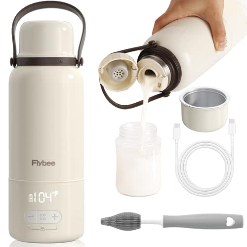 Flybee Portable Bottle Warmer for Travel - 3Min Fast Heating Bottle Warmer for Breastmilk & Water, Portable Milk Warmer for Baby On The Go with 17oz Capacity & Precise Temp Control for Car, Airplane