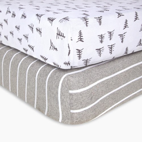 Burt's Bees Baby Organic Cotton Jersey Fitted Crib Sheet (2 Pack) - Pine Forest, 2