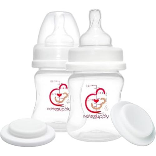 Nenesupply Feeding and Storage Bottles Collection for Spectra S1 S2 Motif Luna Breast Pumps 2 pc 4.7oz 140ml with Sealing Disc Anti Colic Feeding Bottles Breastmilk Storage Replace Spectra Bottles