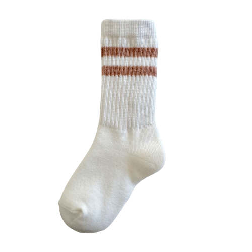 Tube Socks, White/Mocha Stripe