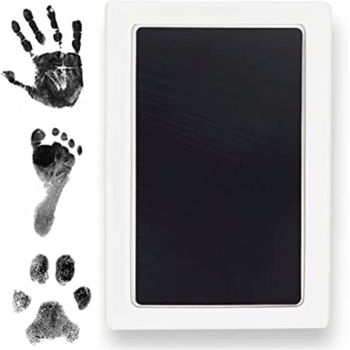 Large Clean Touch Ink Pad for Baby Handprints and Footprints – Inkless Infant Hand & Foot Stamp – Safe for Babies, Doesn’t Touch Skin – Perfect Family Memory or Gift, Black Print Kit by Tiny Gifts