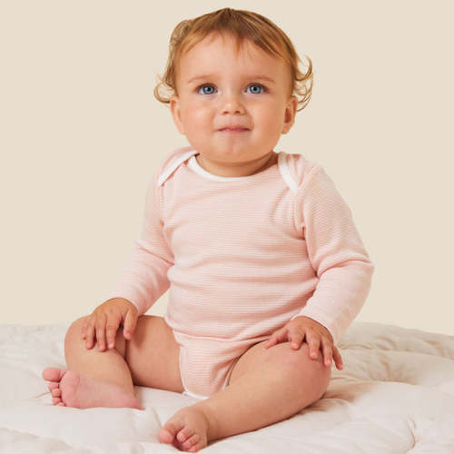 Long Sleeve Bodysuit Blush Stripe / Newborn