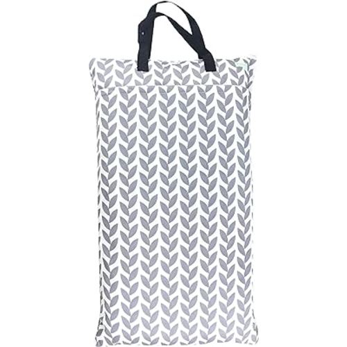 wegreeco Reusable Hanging Wet Dry Cloth Diaper Bag (Grey Leaf)