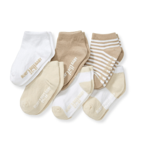Solid and Stripes Organic Cotton Baby Ankle Socks 6 Pack Oat