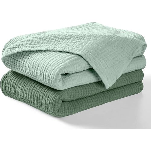 Dreamology Muslin Swaddle Blankets for Boys and Girls,2-Pack Soft & Breathable,Soft & Breathable 100% Cotton, Baby Swaddle Blankets for Newborn,44 x 44 Swaddle Blanket | Green,Light Green