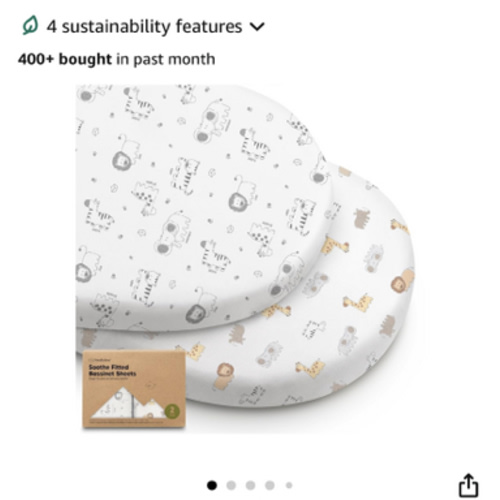 2-Pack Organic Bassinet Sheets for Girls, Boys - 100% Cotton Bassinet Mattress Sheets Compatible with Halo Bassinest Swivel Sleeper, Graco, Baby Delight, Chicco, Fitted Bassinet Sheets (KeaSafari)