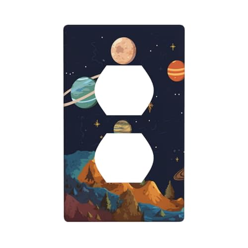 Galaxy Outlet Cover Light Switch Cover Decorative 1 Gang Space Wall Plate for Kitchen Room Bathroom Size 4.5" x 2.75"