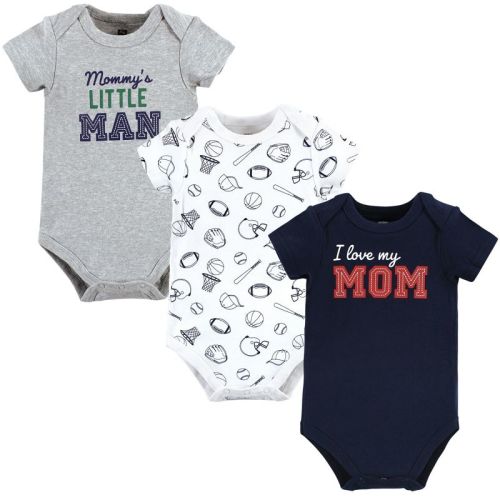Hudson Baby Infant Boy Cotton Bodysuits, Love Mom, 6-9 Months
