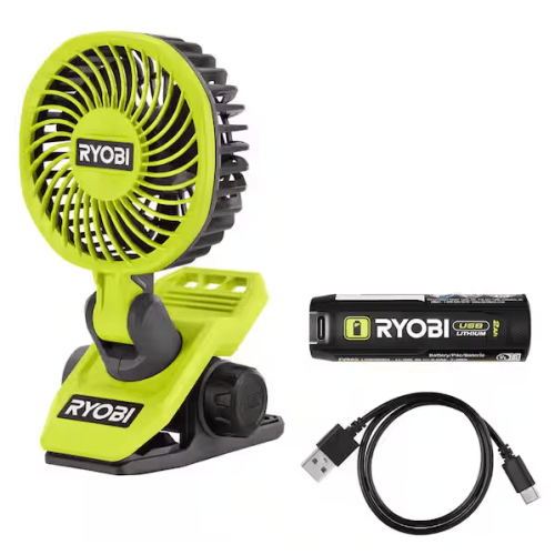 RYOBI USB Lithium Clamp Fan Kit with 2.0 Ah USB Lithium Battery and Charging Cable FVF51K