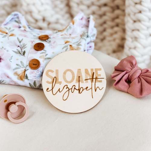 Personalized Baby Name Wood Announcement | Two Tone