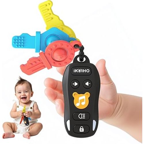 Baby Toy Car Keys Teether - Baby Keys Toy Pretend Play with Sounds & Lights Interactive Musical Sensory Learning Toys Gifts for 1 Year Old Boys Girls Infant Toddlers Kid Age 6+ Months
