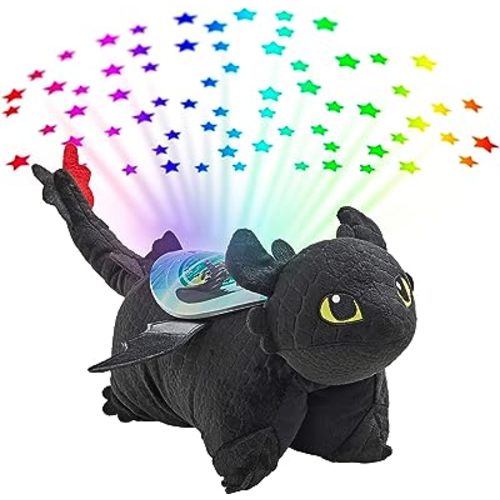 Pillow Pets NBC Universal How to Train Your Dragon Toothless Sleeptime Lite 11" Stuffed Animal Plush Toy , Rainbow , Black