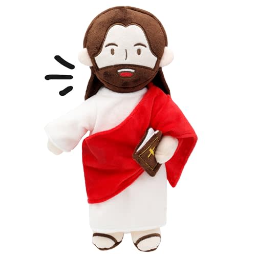 Yelakey Jesus Plush Speaks 20 of Bible Verses and 3 of Bible Music Jesus Stuffed Doll to Teach Suitable for Church Sunday School Religious Easter (RED)