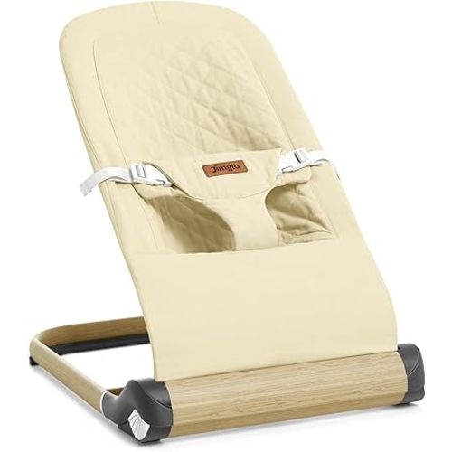 Baby Bouncer, Foldable Infant Bouncer for Babies, Portable Baby Bouncer Seat with Adjustable Height(Cotton, Beige)