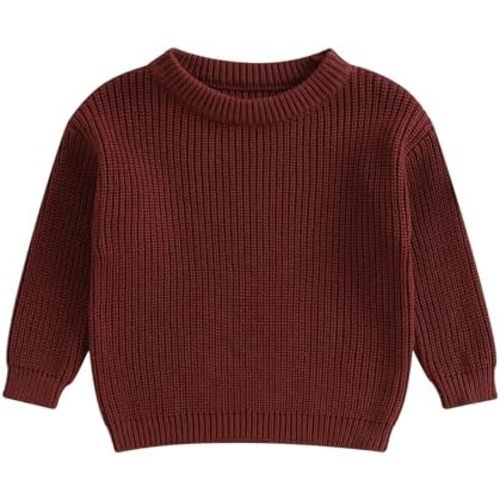Karwuiio Toddler Baby Girl Boy Knit Sweater Round Neck Long Sleeve Pullover Sweatshirt Fall Winter Clothes