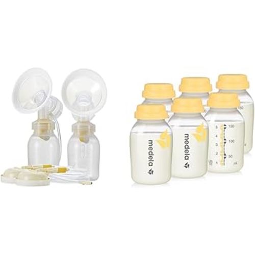 Medela Symphony Breast Pump Kit, Double Pumping System Includes Everything Needed to Start Pumping & Breast Milk Collection and Storage Bottles, 6 Pack, 5 Ounce Breastmilk Container