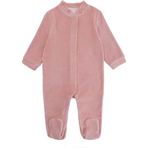 Angel Wing Gold Velour Sleepsuit, Dusty Pink - Marie-Chantal | Maisonette