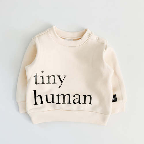 TINY HUMAN FLEECE SWEATER | NATURAL – PLÜMKIDS LABEL