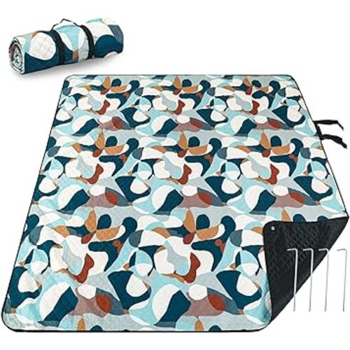 Picnic Blankets Extra Large, Waterproof Foldable Outdoor Beach Blanket Oversized 83x79” Sandproof, 3-Layer Picnic Mat for Camping, Hiking, Travel, Park, Concerts-Camouflage