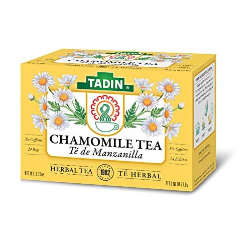 Tadin Herb and Tea Chamomile Herbal Tea, Caffeine Free, 24 Tea Bags, 1 Box, Soft Yellow
