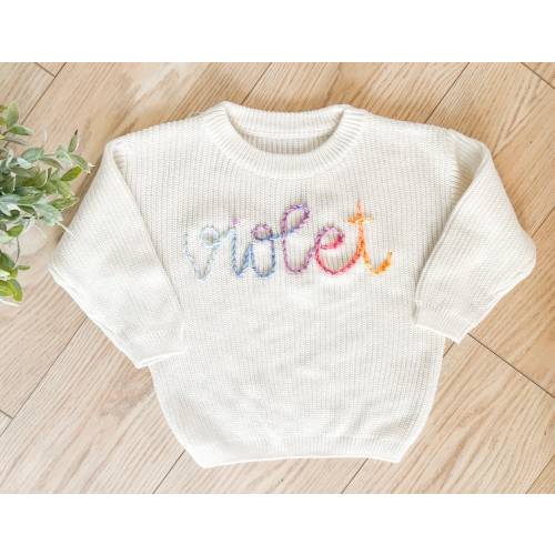 Rainbow toddler sweater, rainbow baby sweater, rainbow name sweater