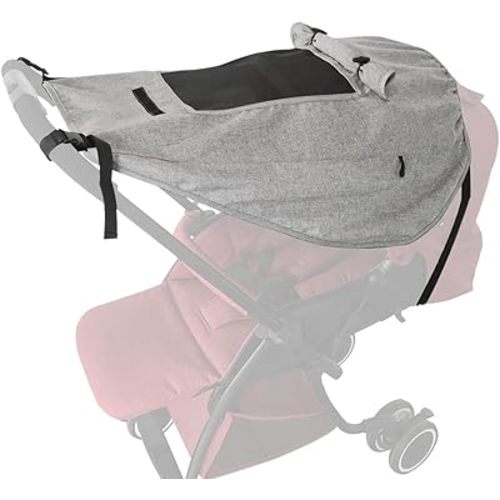 Pram Sunshade Sun Cover, Sun Shade Stroller for Baby, Universal Waterproof Stroller Sunshade Cover Anti-UV with Viewing Window for Stroller(Grey)